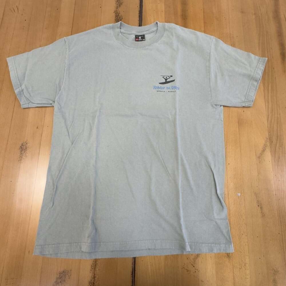 Hanes Flumin Da Ditch Hawaii T-Shirt Size L Sage Green Surf Tee